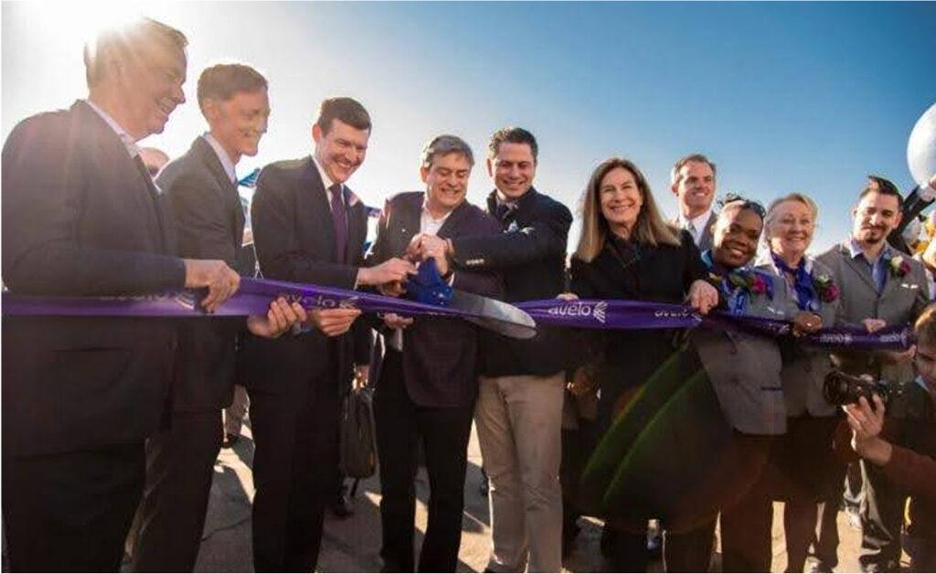 2021 - Photograph of a ribbon cutting ceremony for Avelo Airlines